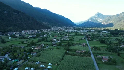 Aerial 4K Flight drone view Idro Lake Valley Brenta Lombardy Italy Stock Footage 205557044