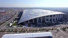 Aerial 4K Footage Of Empty SoFi Stadium In Inglewood Before Super Bowl LVI  In Los Angeles, California, USA Free Stock Video Footage Download Clips