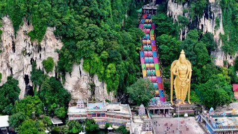 Aerial 4K footage of Lord Murugan statue... | Stock Video | Pond5