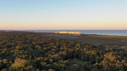 Aerial 4k Footage of Ormond Beach where swamp meet the beach Stock Footage 120590226