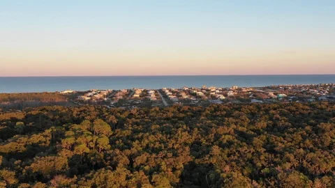 Aerial 4k Footage of Ormond Beach where swamp meet the beach Stock Footage 120590234
