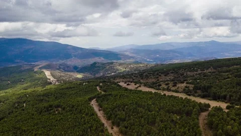 Aerial 4k hyperlapse of the mountains of the Alpujarra and Sierra Nevada Stock Footage 189773355