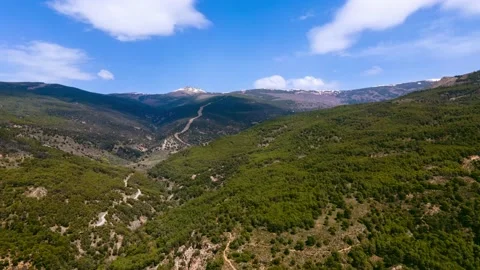 Aerial 4k hyperlapse of the mountains of the Alpujarra and Sierra Nevada Stock Footage 189773463