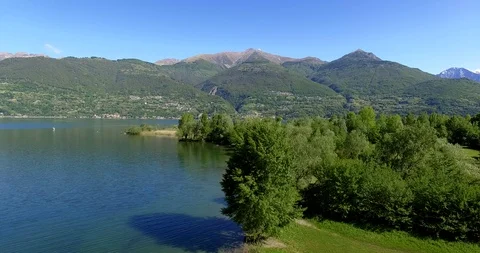 Aerial 4k - Lake Como (IT) - Colico - Trivio di Fuentes - Foce dell'Adda Stock Footage 112978076