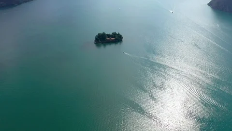 Aerial 4K - Lake Iseo (IT) - Monte Isola - view of the island of San Paolo Stock-Footage 117581365