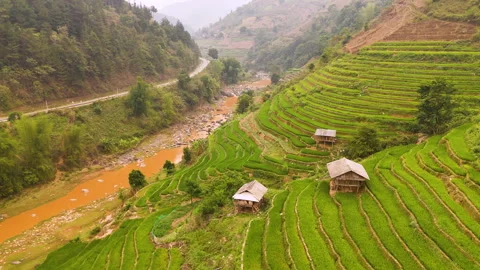 Aerial - 4K - Mu Cang Chai, Vietnam, Ter... | Stock Video | Pond5