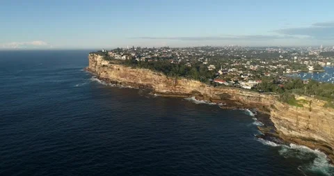 Aerial 4k panorama in wide hovering over Sydney Waterfront of eastern suburbs. Stock Footage 134920589