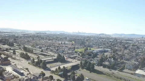 Aerial 4k Top Down Oakland Descent Downtown Flight Stock Footage
