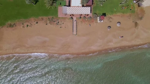 Aerial 4k top view of the Long Beach in North Cyprus 스톡 동영상 172415787