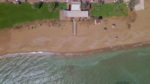 Aerial 4k top view of the Long Beach in North Cyprus Video stock 172415790