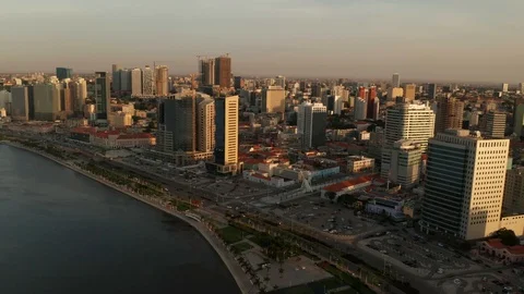 Aerial, 4K  traveling in, Luanda, Angola Africa Stock Footage