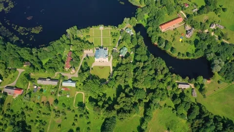 Aerial 4K video from drone to Birini Castle. Limbazi, Latvia Stock Footage 298095903