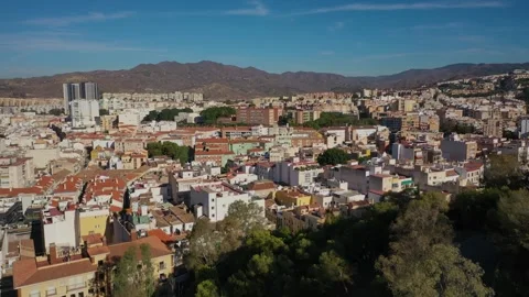 Aerial 4K video from drone to the city of Malaga and old town Malaga Stock Footage 252153671
