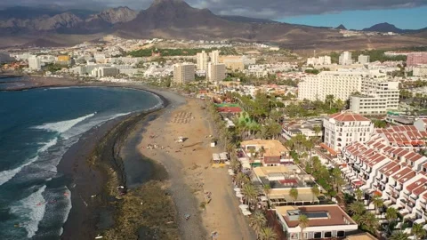 Aerial 4K video from drone to de Tenerife and beachs .Canary islands, Spain Video stock 258002190