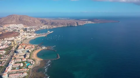 Aerial 4K video from drone to de Tenerife and beachs .Canary islands, Spain Видео 258002551