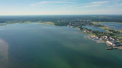Aerial 4K video from drone to Haapsalu harbor and yachts.Estonia Stock Footage 269832353