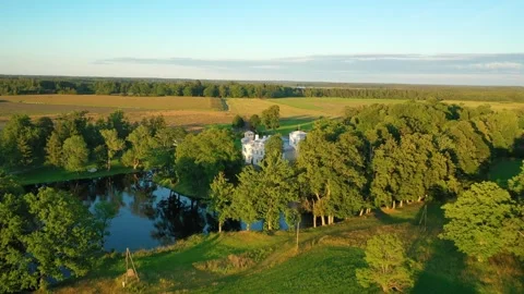 Aerial 4K video from drone to Igate Castle .Limbazi, Latvia. (Series) Stock Footage 299175577