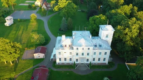 Aerial 4K video from drone to Igate Castle .Limbazi, Latvia. (Series) Stock Footage 299175880
