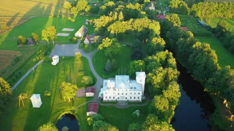 Aerial 4K video from drone to Igate Castle .Limbazi, Latvia. (Series) Stock Footage 299175896