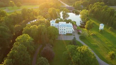 Aerial 4K video from drone to Igate Castle .Limbazi, Latvia. (Series) 動画素材 299176154