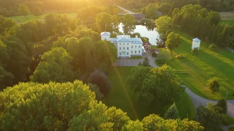 Aerial 4K video from drone to Igate Castle .Limbazi, Latvia. (Series) Stock Footage 299176232