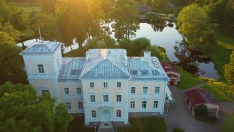 Aerial 4K video from drone to Igate Castle .Limbazi, Latvia. (Series) Stock Footage 299176296