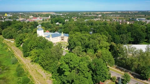 Aerial 4K video from drone to Krustpils medieval castle.Latvia Stock Footage 266161411