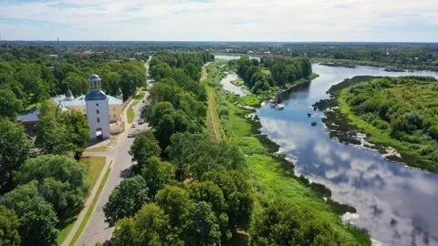 Aerial 4K video from drone to Krustpils medieval castle.Latvia Vidéo 266161566