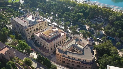 Aerial 4K video from drone to of Malaga City Council. Stock Footage 252153578
