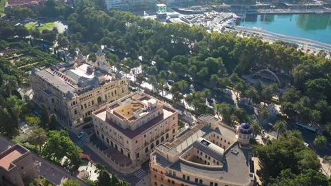 Aerial 4K video from drone to of Malaga City Council. Stock Footage 252153604