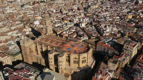 Aerial 4K video from drone to Malaga Cathedral,Spain Stock Footage 252153654