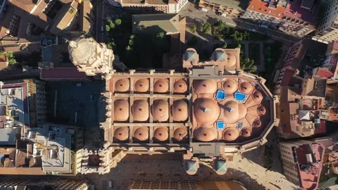 Aerial 4K video from drone to Malaga Cathedral,Spain Stock Footage 252153662