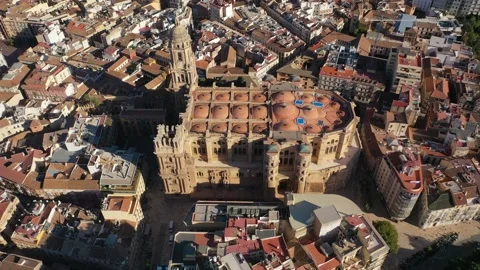 Aerial 4K video from drone to Malaga Cathedral,Spain Stock Footage 252153666