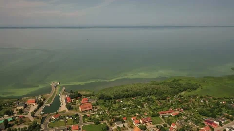 Aerial 4K video from drone to of old town of Frombork Stock Footage 189632032