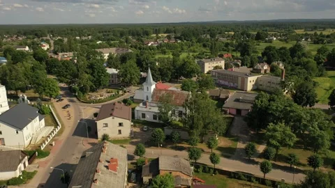Aerial 4K video from drone to the sity Ilukste Stock Footage 244645703