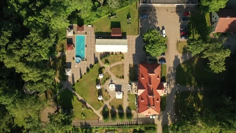 Aerial 4K video from drone to Svente (Jaunsvente) manor. Latvia Stock Footage 244646150