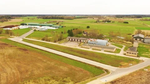Aerial 4K video from flying drone to the town of Akniste “Aknīste” Stock Footage 303980971