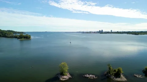 Aerial 4K video flying over a bay Stock Footage 216828544