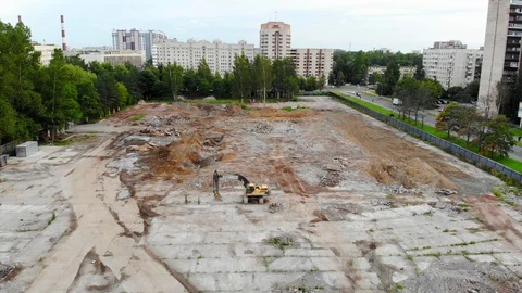 Aerial 4K view of building area in urban environment - Saint-Petersburg Stock Footage 114765553