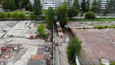 Aerial 4K view of building area in urban environment - Saint-Petersburg Stock Footage 114766090