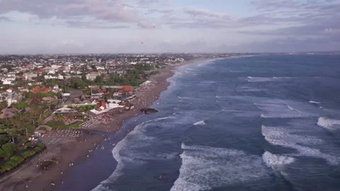 Aerial 4K view Of Canggu Beach in Bali, Indonesia Stock Footage 325051663