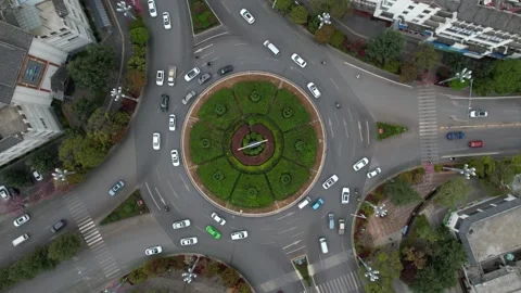 Aerial 4K view of Clock Tower in Lijiang, Yunnan, China Stock Footage 279638235