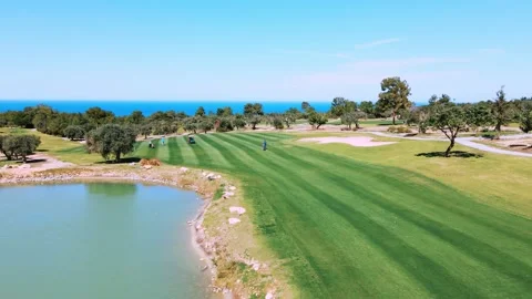 Aerial 4k view of Golf Course in summer sunny day Stockbeeldmateriaal 172437843