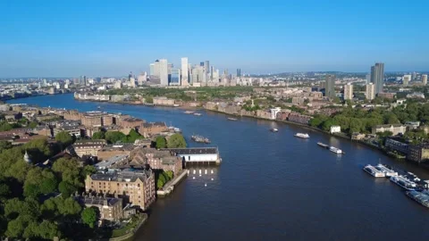 Aerial 4k View Over River Thames at Wapping, East London Stock Footage 309530597