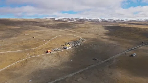 Aerial 4K View of a Remote Temple in the Depths of the Qinghai-Tibet Plateau Stock Footage 294513449