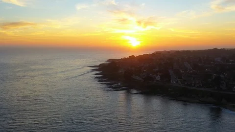 Aerial 4k view of seashore in Santa Cruz, CA, USA Stock Footage 129742553