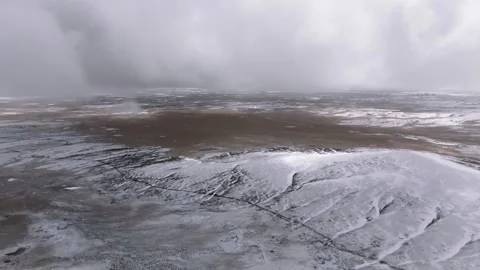 Aerial 4K View of Snow-Covered Qinghai-Tibet Plateau, Yellow River Source Stock Footage 294704366