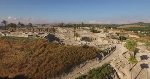Aerial 4K View of TEL MEGIDDO, ISRAEL Stock Footage 53889372