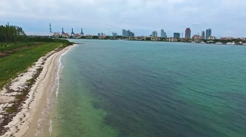 Aerial 4K Virginia Key and Fisher Island in Key Biscayne, Florida Stock Footage 59125350
