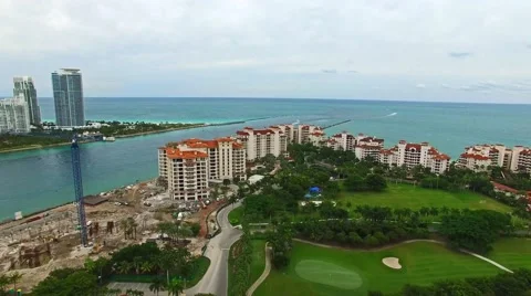 Aerial 4K Virginia Key and Fisher Island in Key Biscayne, Florida Stock Footage 59129924